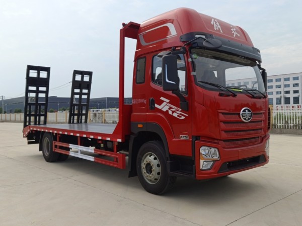 4X2 Jiefang JK6 platform trailer, 15T excavator flatbed transport vehicle